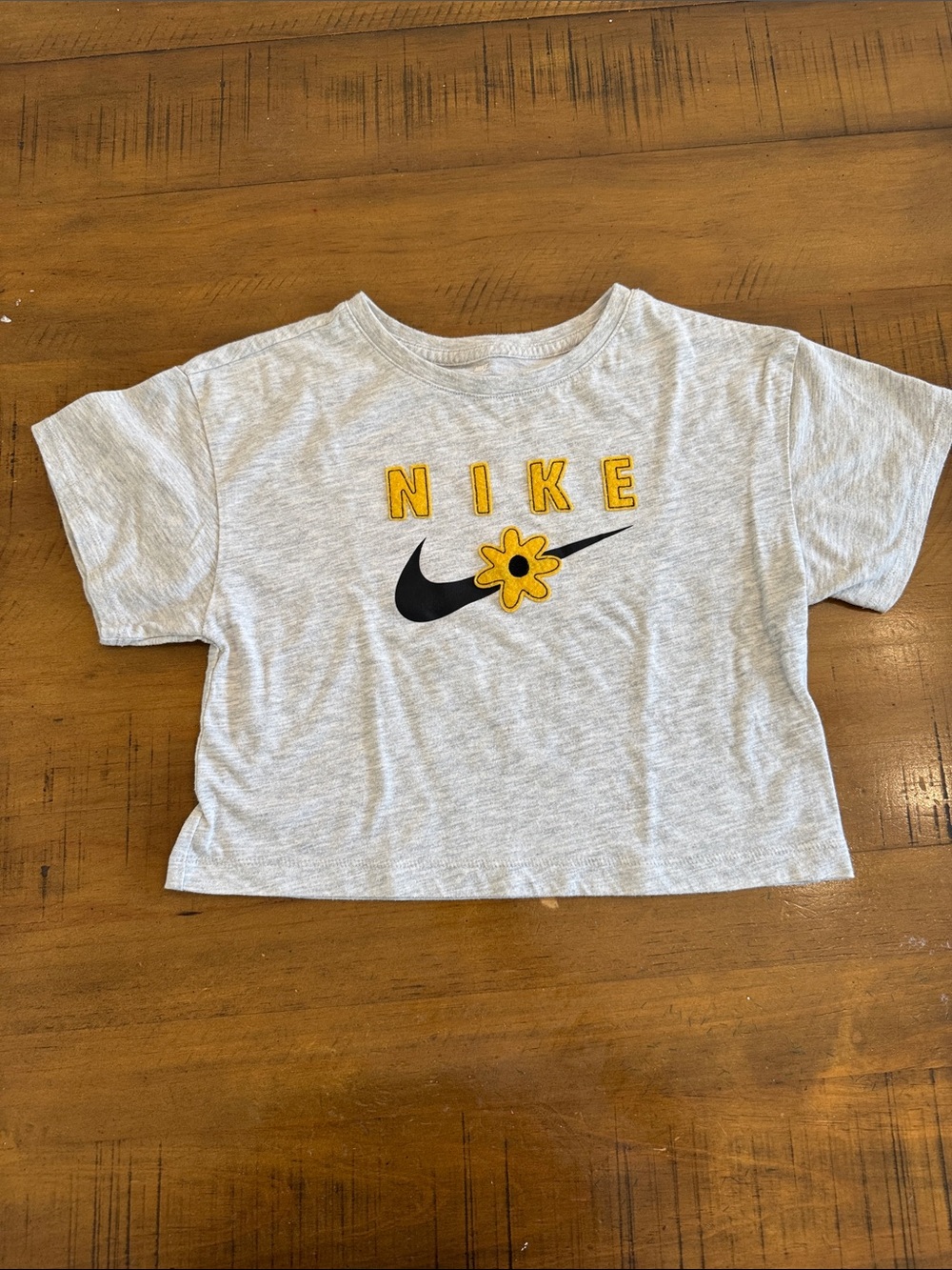 Nike Kids Light Gray Tee with Yellow & Black Logo
